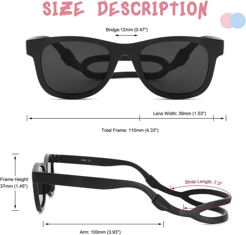COASION Bendable Flexible Polarized Newborn Baby Sunglasses with Silicon Strap for Infant Boys Girls Age 0-12 Months CA9042 - Image 5